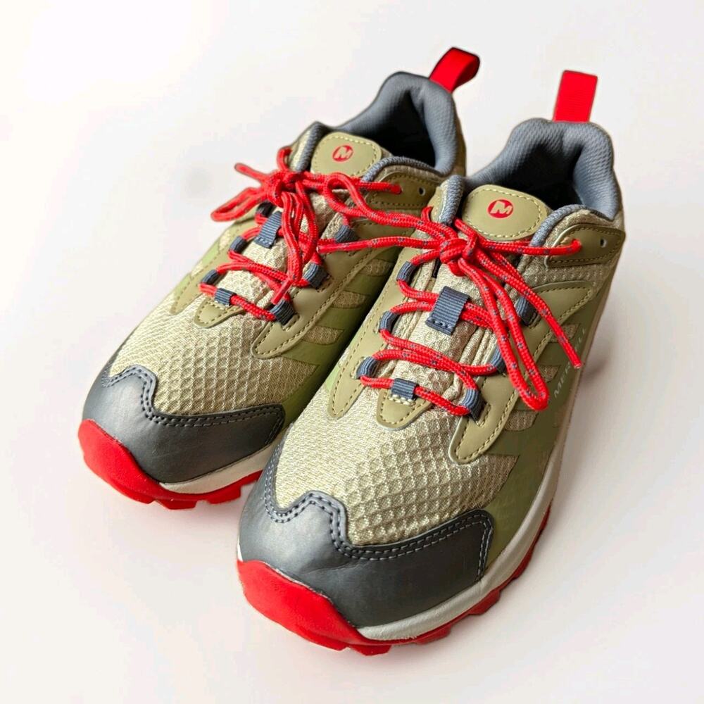Merrell Waterproof Hiking Sneakers Men's 6 Boys Low Top Lace-Up Green Red Gray